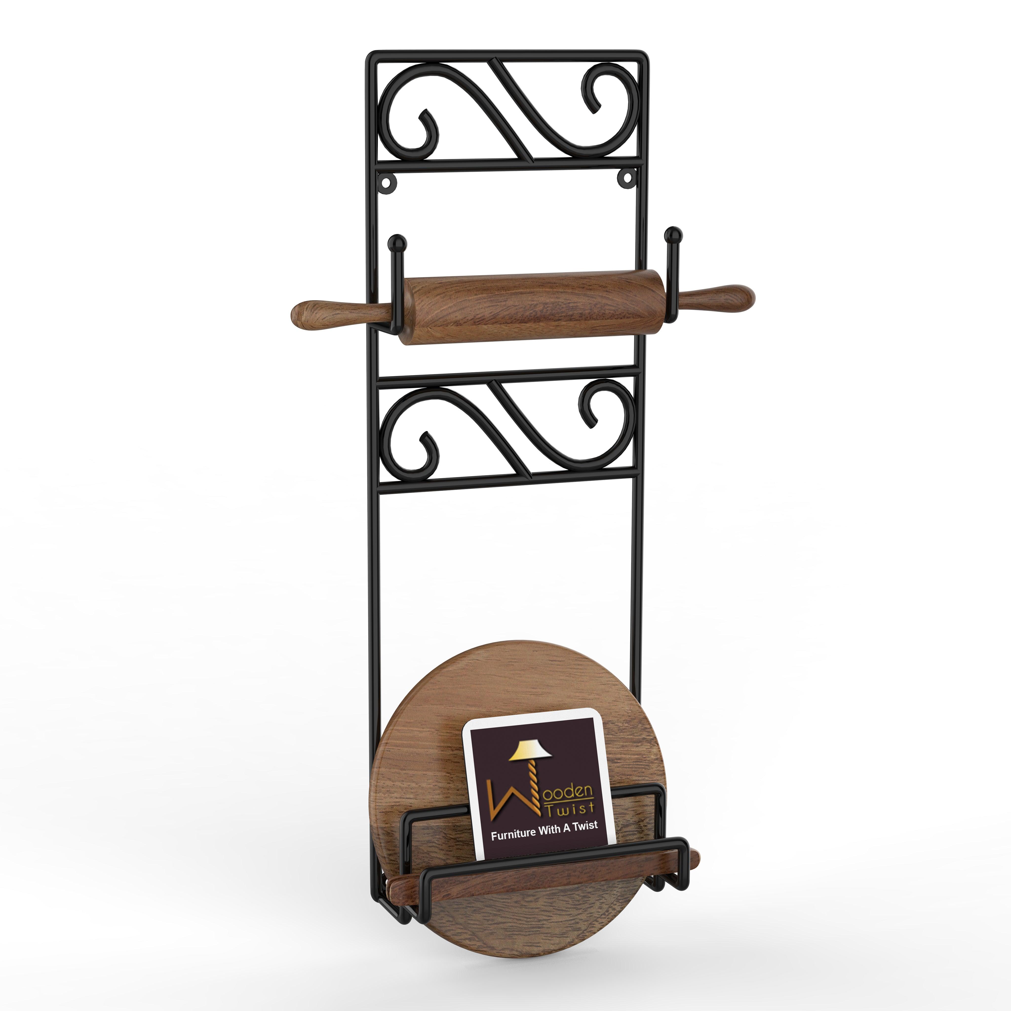 Premium Wrought Iron Chakla Belan Stand - WoodenTwist