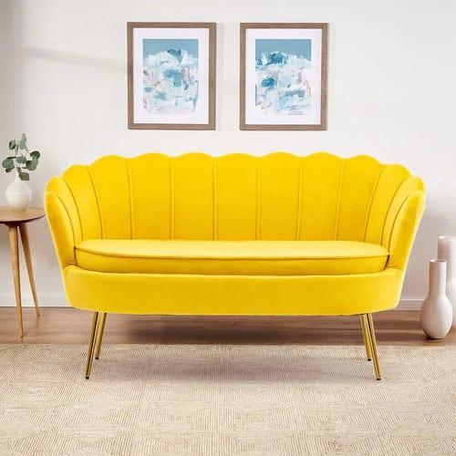 Terciopelo Flared Arm Loveseat Modern Chaise Lounge - WoodenTwist