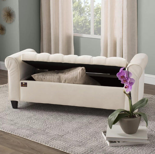 Zamansız Premium Wood Upholstered Flip top Storage Bench - WoodenTwist