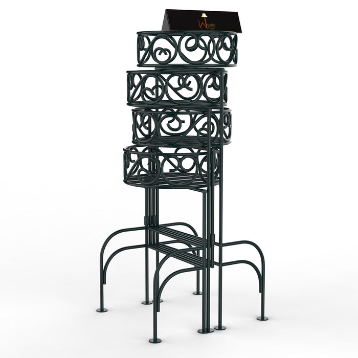 Modern Design Four-Tier Planter Stand Wrought Iron (Black) - WoodenTwist