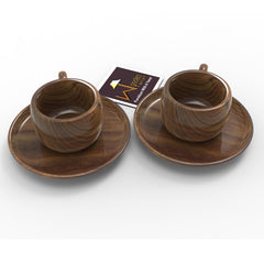 Sheesham Wood Exquisite Cup & Saucer (Set of 2) - WoodenTwist