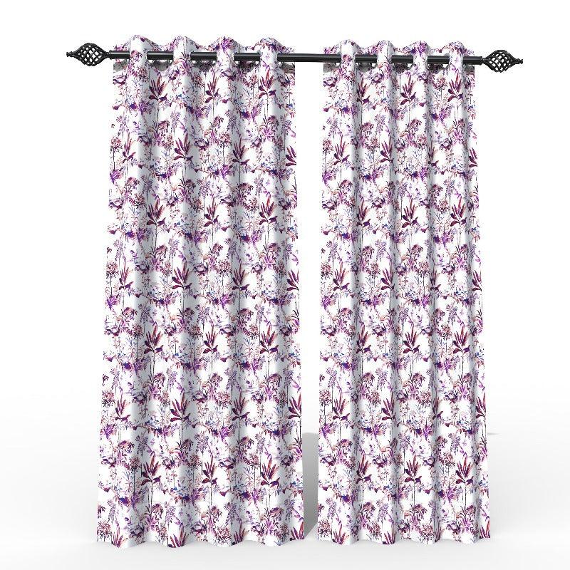 Fabrahome Light Filtering 7 Ft Rectangular Holland Fabric Curtain ( Purple ) - WoodenTwist