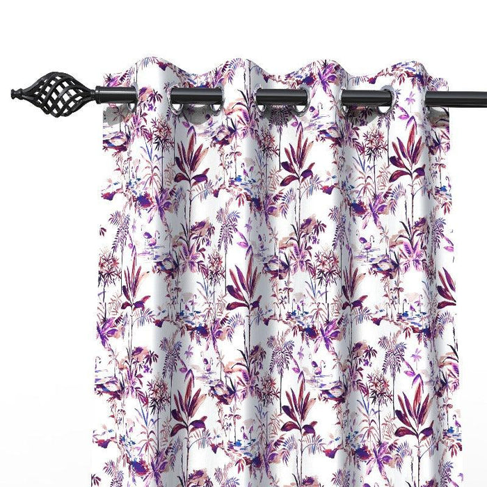 Fabrahome Light Filtering 7 Ft Rectangular Holland Fabric Curtain ( Purple ) - WoodenTwist