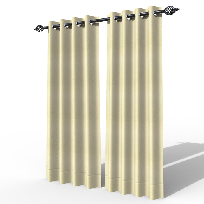 Fabrahome Light Filtering 7 Ft Rectangular Jute Fabric Curtain ( Beige ) - WoodenTwist
