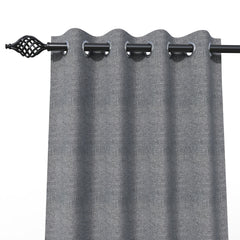 Fabrahome Light Filtering 7 Ft Rectangular Jute Fabric Curtain ( Dark Grey ) - WoodenTwist