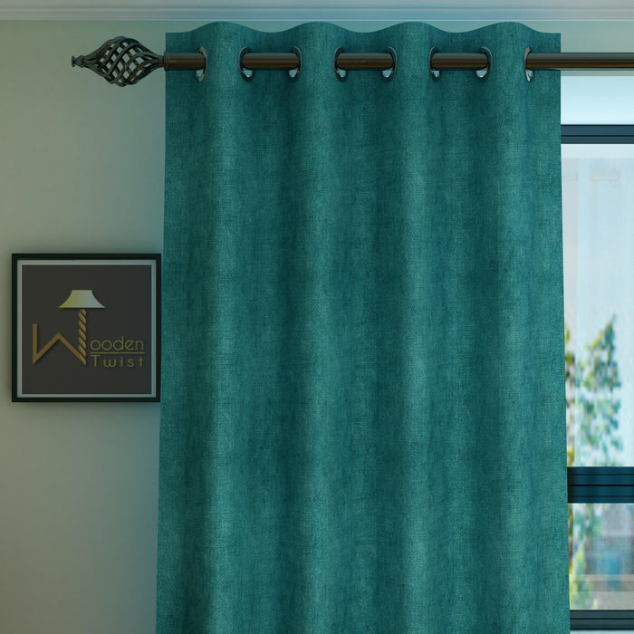 Fabrahome Light Filtering 7 Ft Rectangular Sweat Fabric Curtain ( Green ) - WoodenTwist