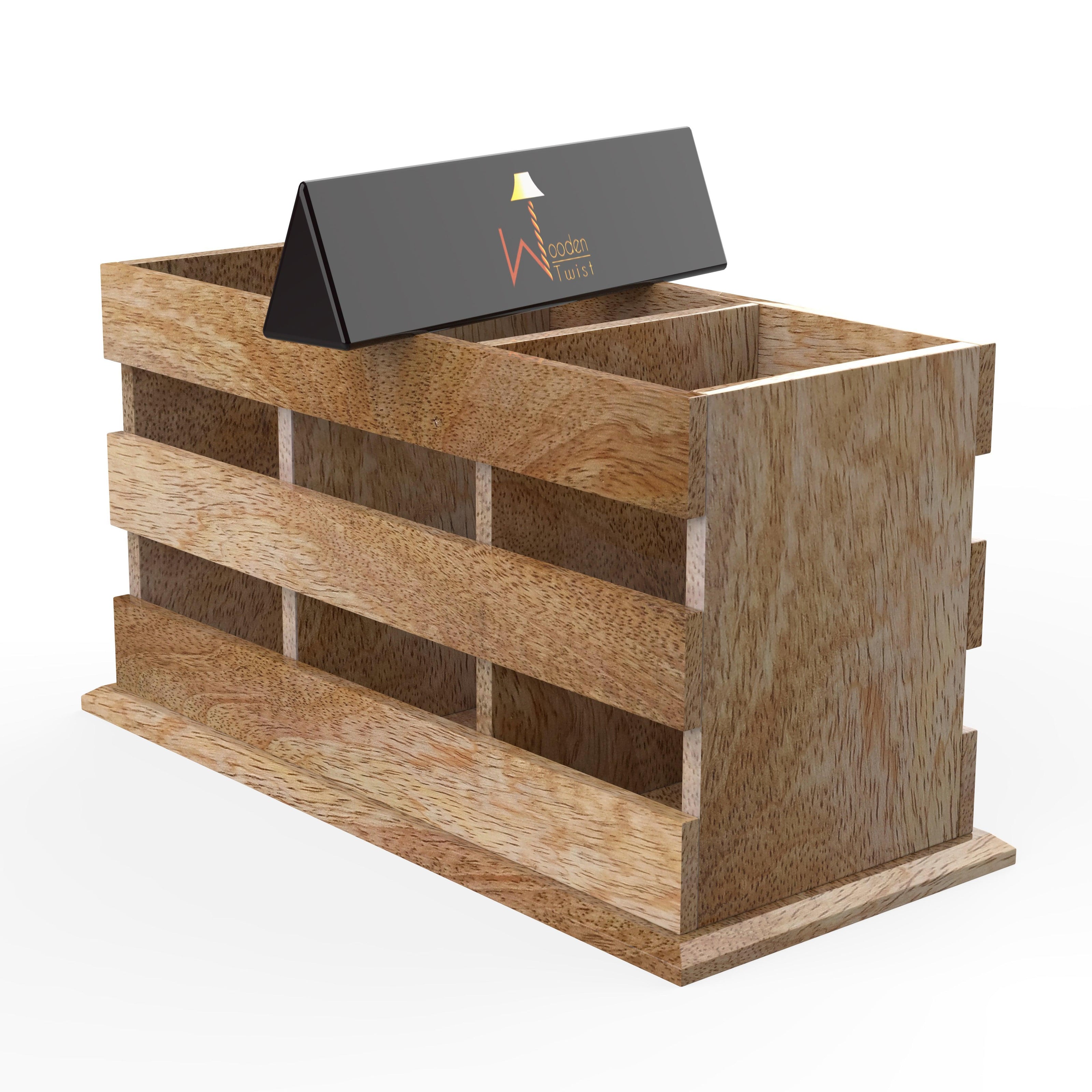 Wooden Twist Besteck 3 Compartment Cutlery Holder - angle view