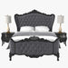 Teak Wood King Size Carved Royal Bed With Button Tufted Design - WoodenTwist