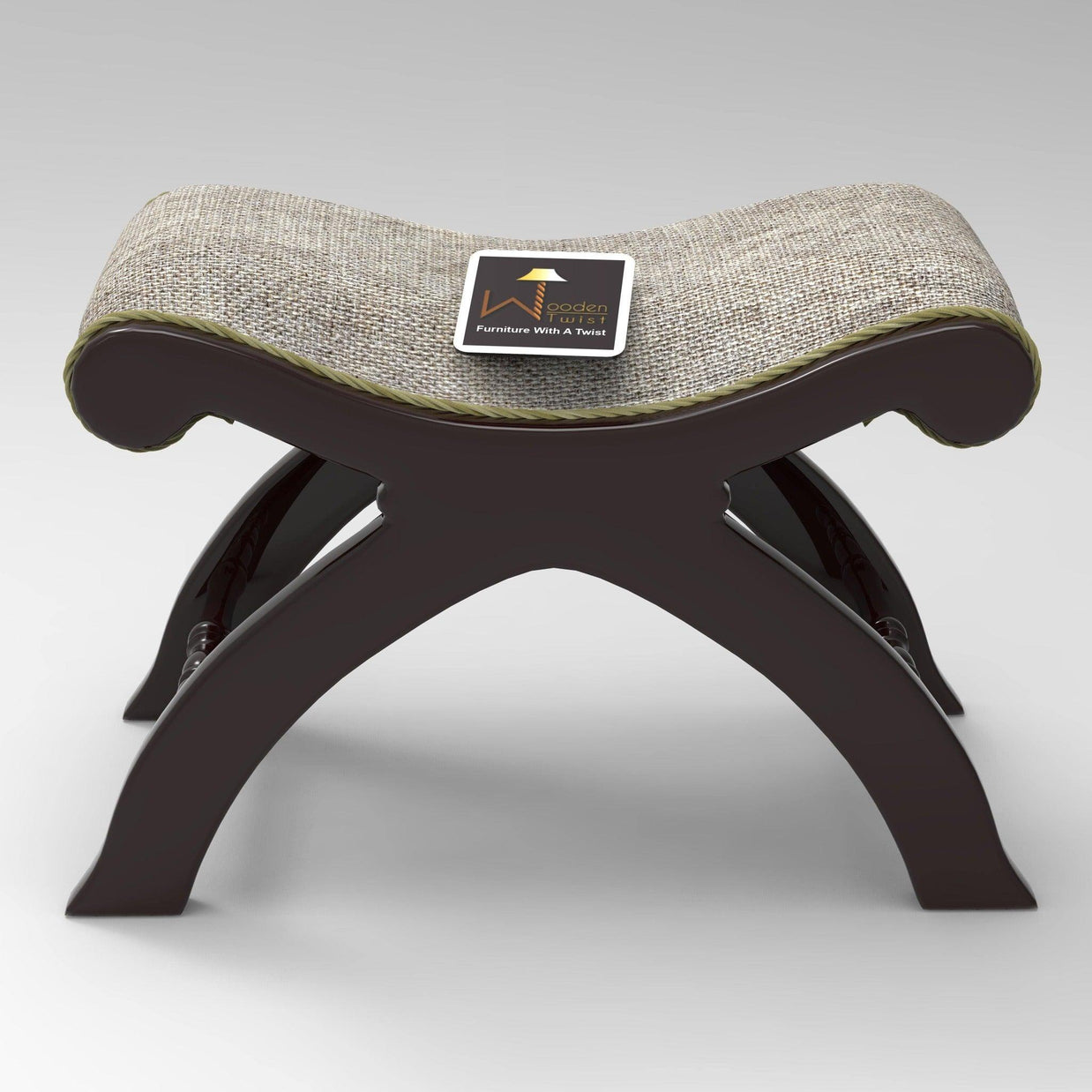 Snooze Acacia Wood Ottoman Stool used as office stool