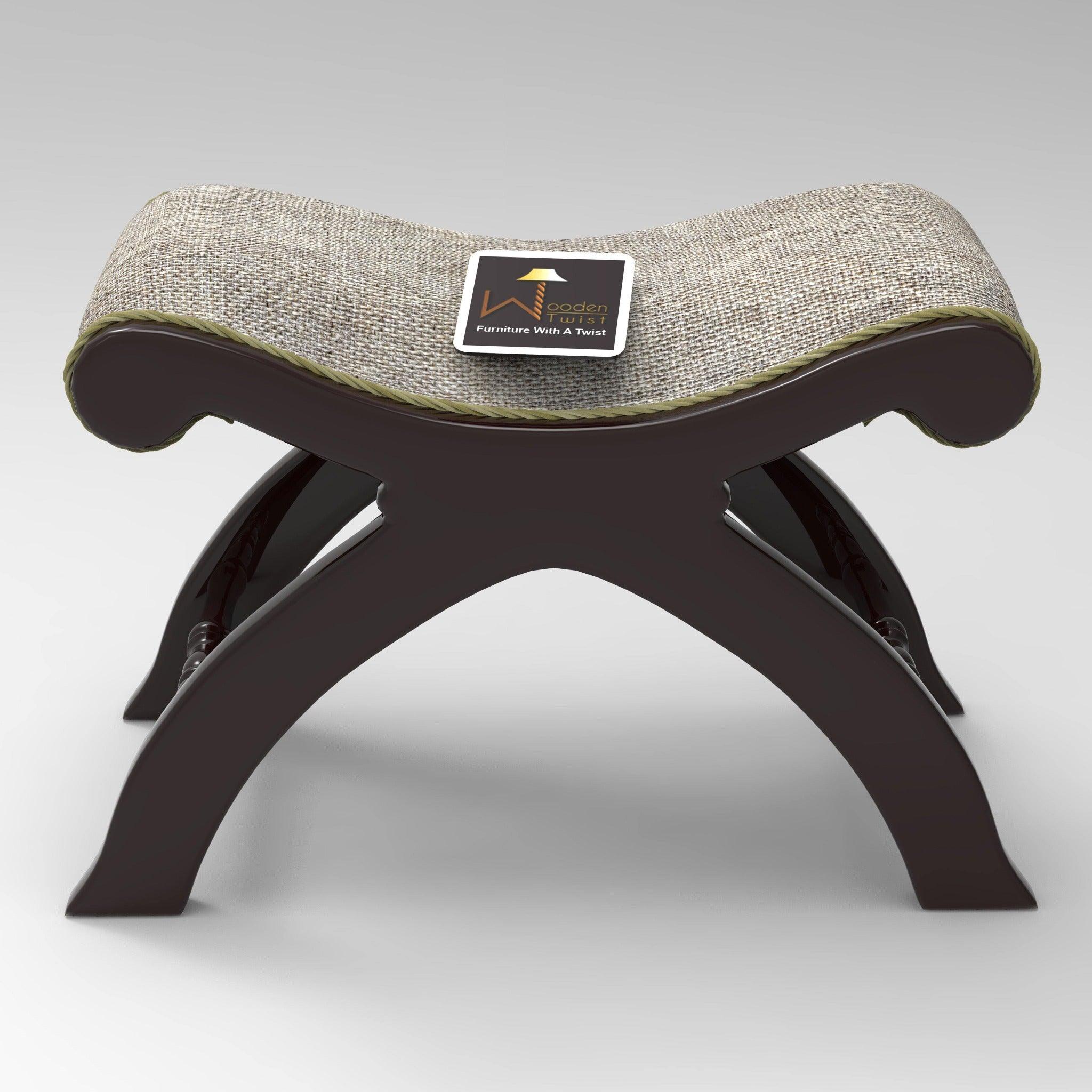 Snooze Acacia Wood Ottoman Stool used as office stool