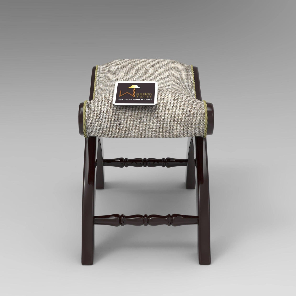 Snooze Acacia Wood Ottoman Stool in living room decor