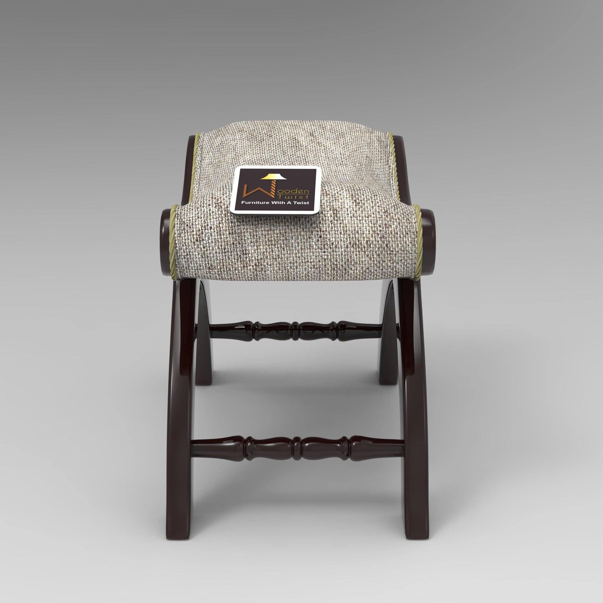 Snooze Acacia Wood Ottoman Stool in living room decor