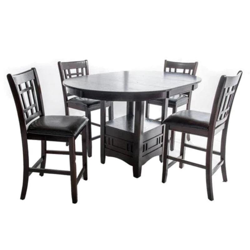 Handmade Counter Height Dining Table Set with Comfort Leatherette Chairs - WoodenTwist
