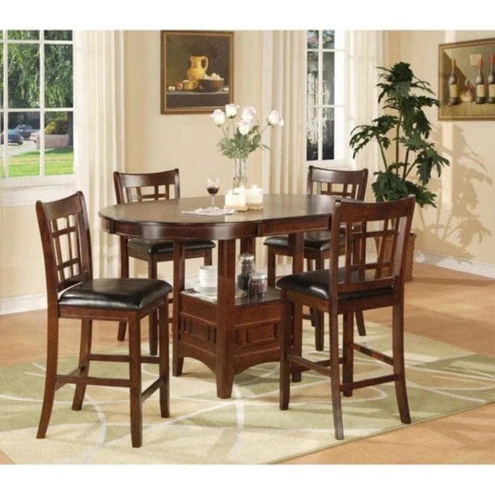 Handmade Counter Height Dining Table Set with Comfort Leatherette Chairs - WoodenTwist