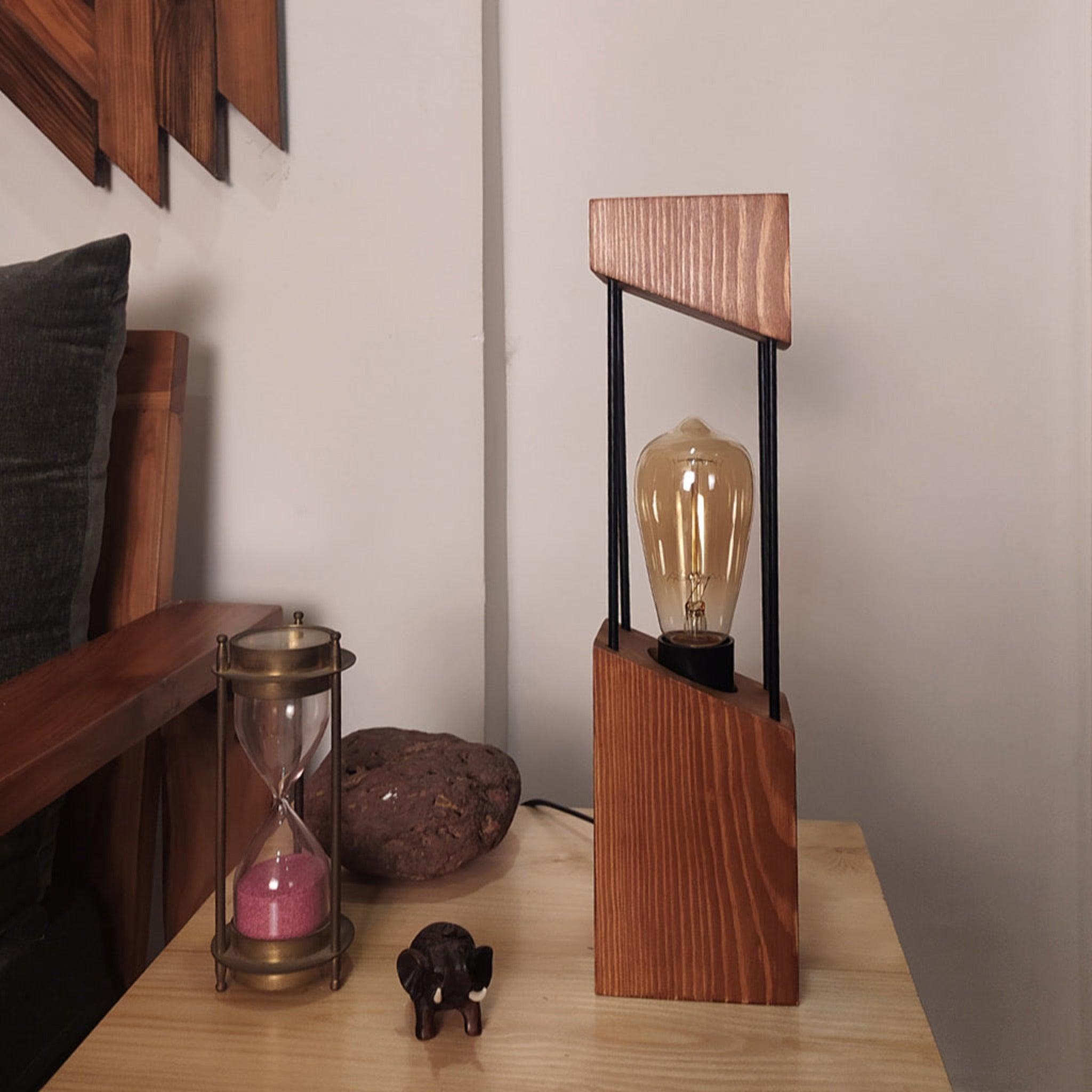 Diagon Wood and Metal Table Lamp - WoodenTwist