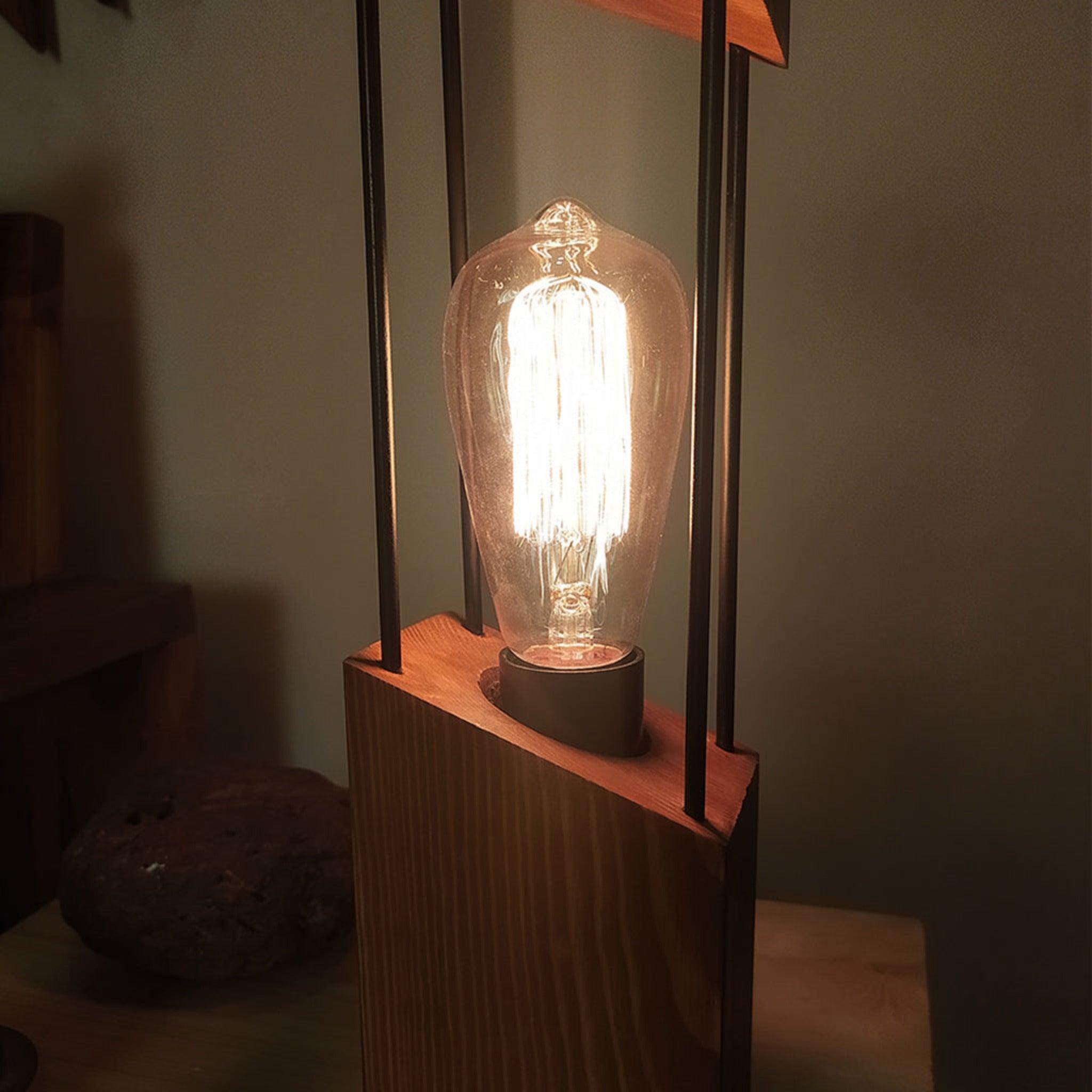 Diagon Wood and Metal Table Lamp - WoodenTwist