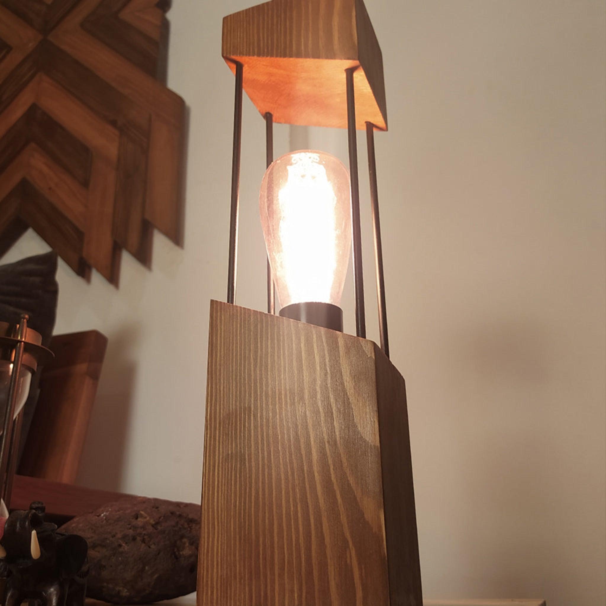 Diagon Wood and Metal Table Lamp - WoodenTwist