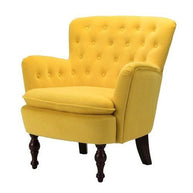 Wide Tufted Velvet Lounge Armchair (Walnut Legs) - WoodenTwist