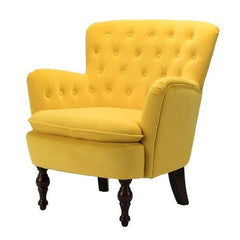 Wide Tufted Velvet Lounge Armchair (Walnut Legs) - WoodenTwist