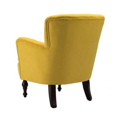 Wide Tufted Velvet Lounge Armchair (Walnut Legs) - WoodenTwist