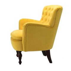 Wide Tufted Velvet Lounge Armchair (Walnut Legs) - WoodenTwist