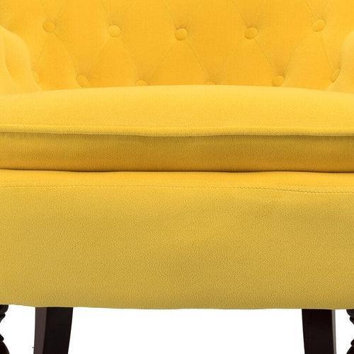 Wide Tufted Velvet Lounge Armchair (Walnut Legs) - WoodenTwist