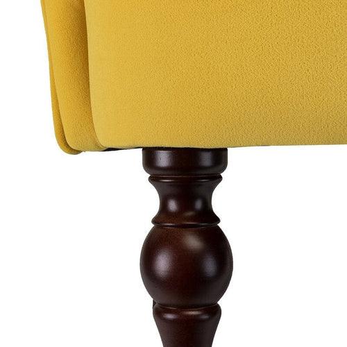 Wide Tufted Velvet Lounge Armchair (Walnut Legs) - WoodenTwist