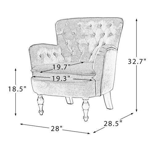 Wide Tufted Velvet Lounge Armchair (Walnut Legs) - WoodenTwist