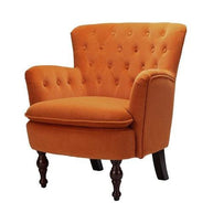 Wide Tufted Velvet Lounge Armchair (Walnut Legs) - WoodenTwist