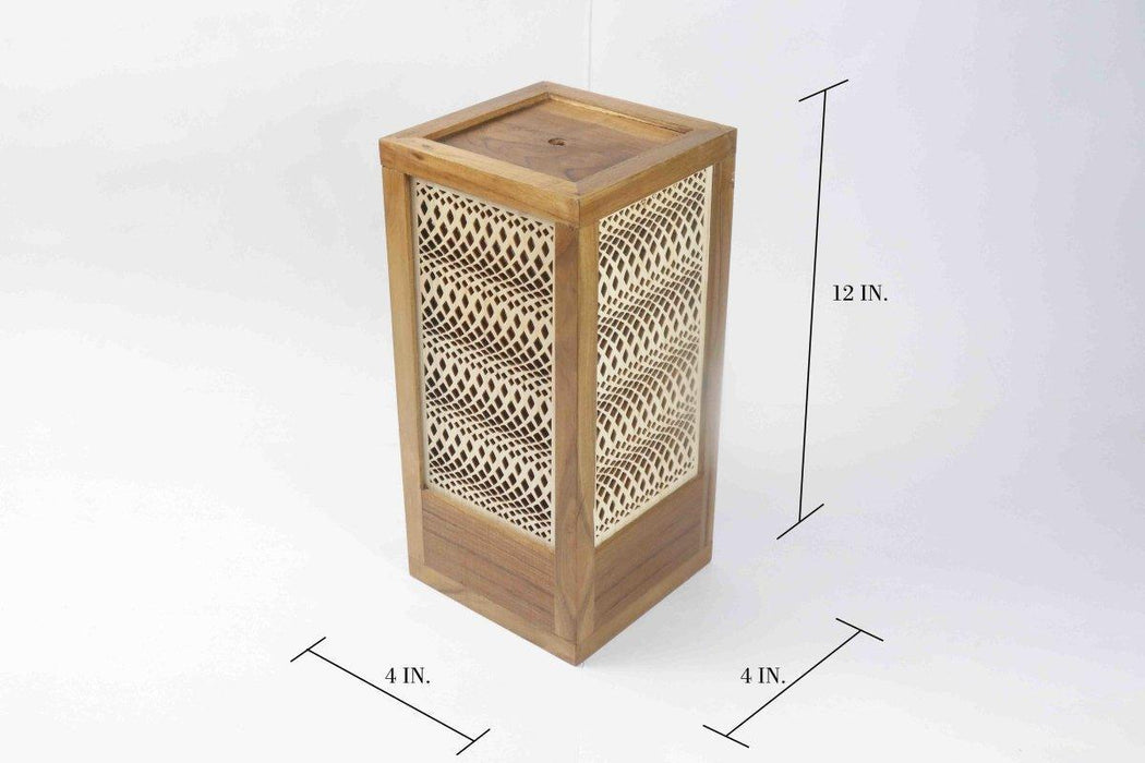 Teak Wood Lamp with Pine Wood Jaali - WoodenTwist