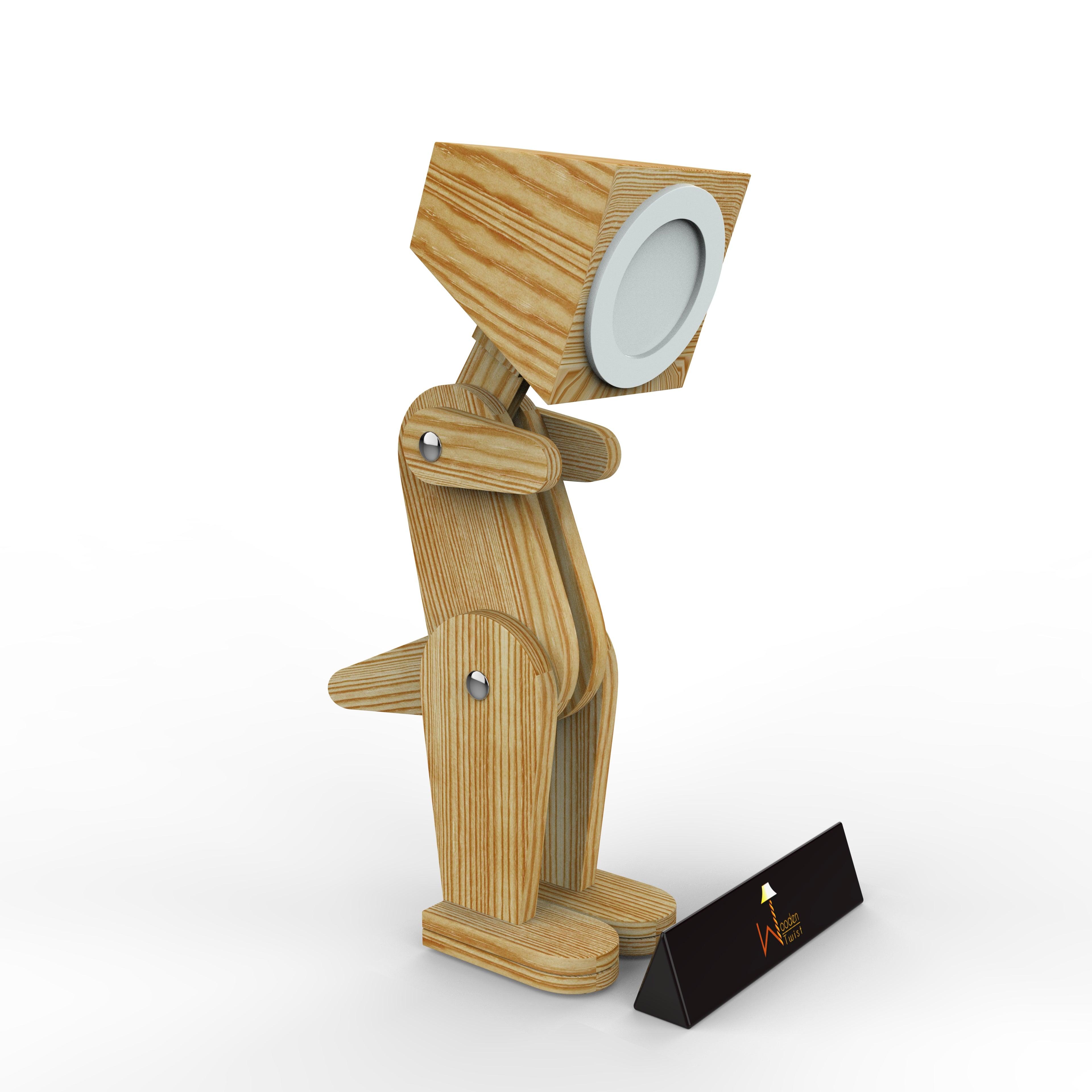 Wooden Dinosaur Shaped LED Lamp (Pinewood) - WoodenTwist