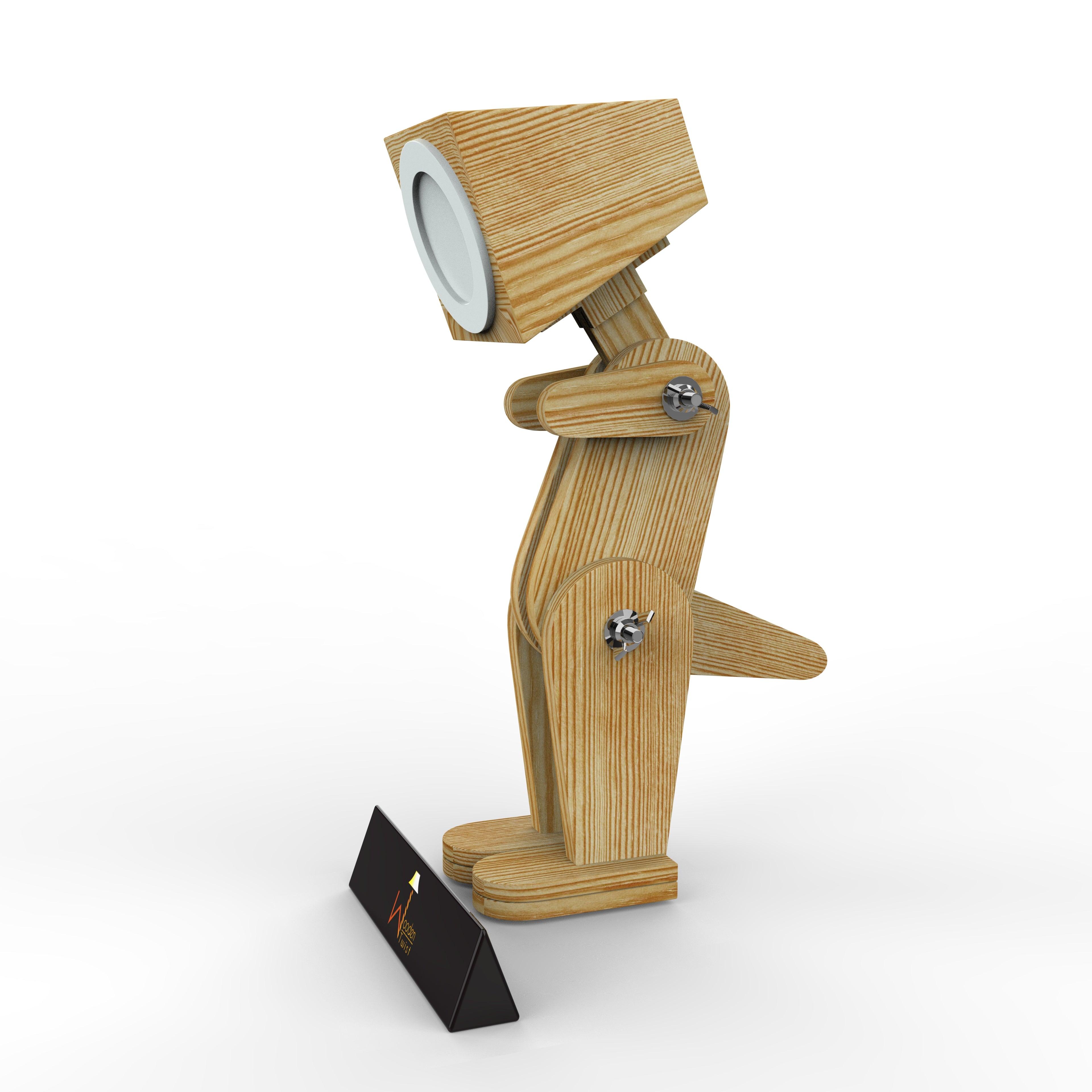 Wooden Dinosaur Shaped LED Lamp (Pinewood) - WoodenTwist