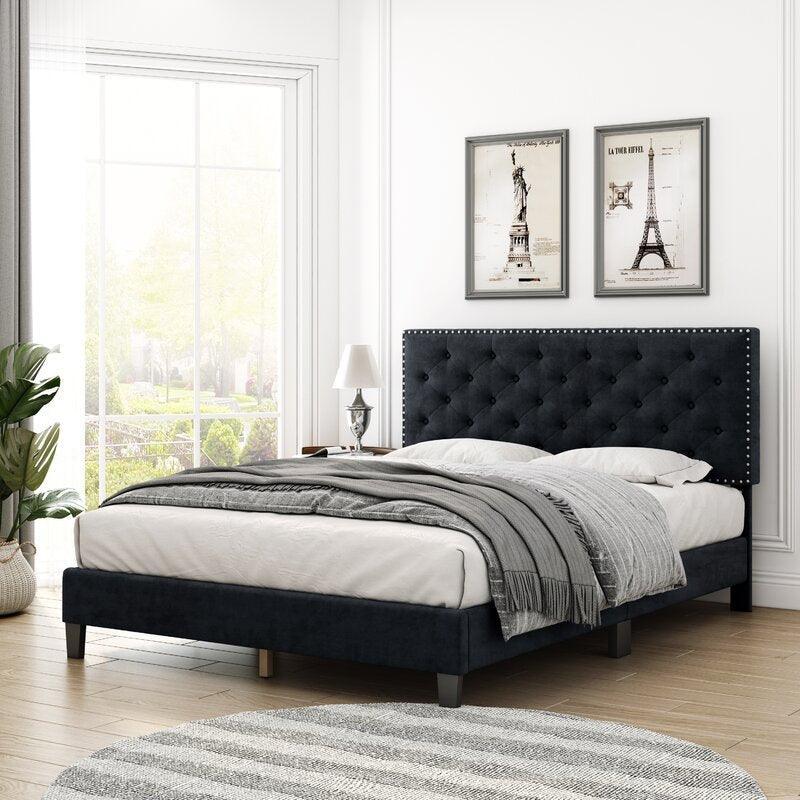 Modern Upholstered Platform Queen Size Bed