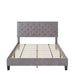 Modern Upholstered Platform Queen Size Bed (Teak Wood, Grey) - WoodenTwist
