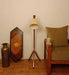 Emphasis Wooden Floor Lamp with Brown Base and Beige Fabric Lampshade - WoodenTwist