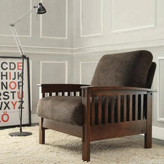 Encinal Wide Linen Lounge Armchair with Footrest - WoodenTwist
