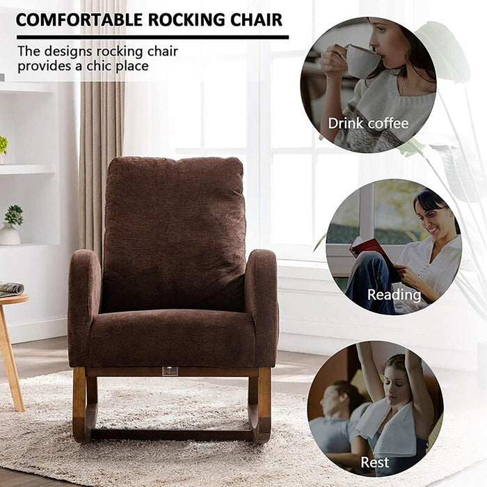 Buy Wooden Glider Rocking Chair (Brown) Online at woodentwist — WoodenTwist