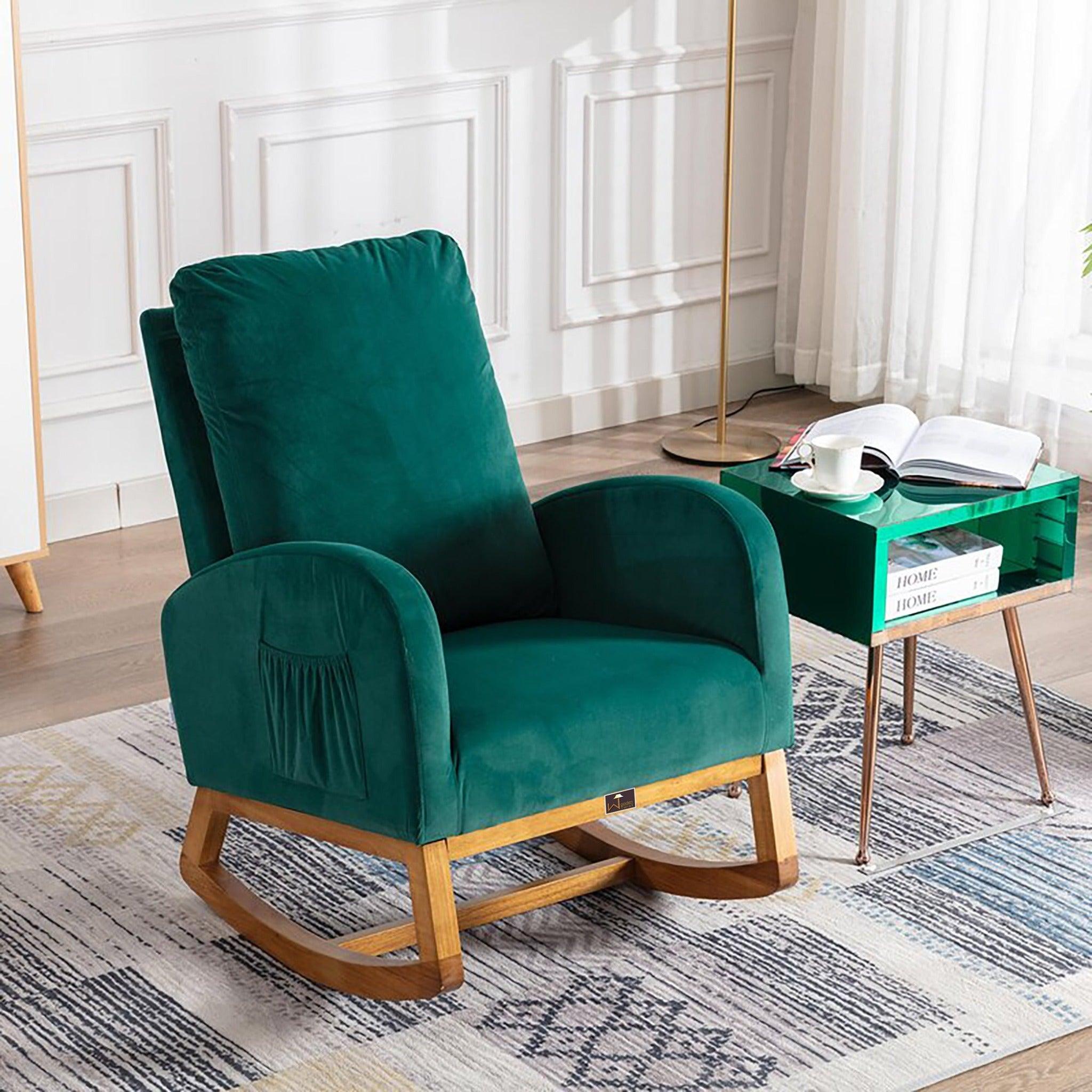 Wooden Glider Rocking Chair (Green) - WoodenTwist