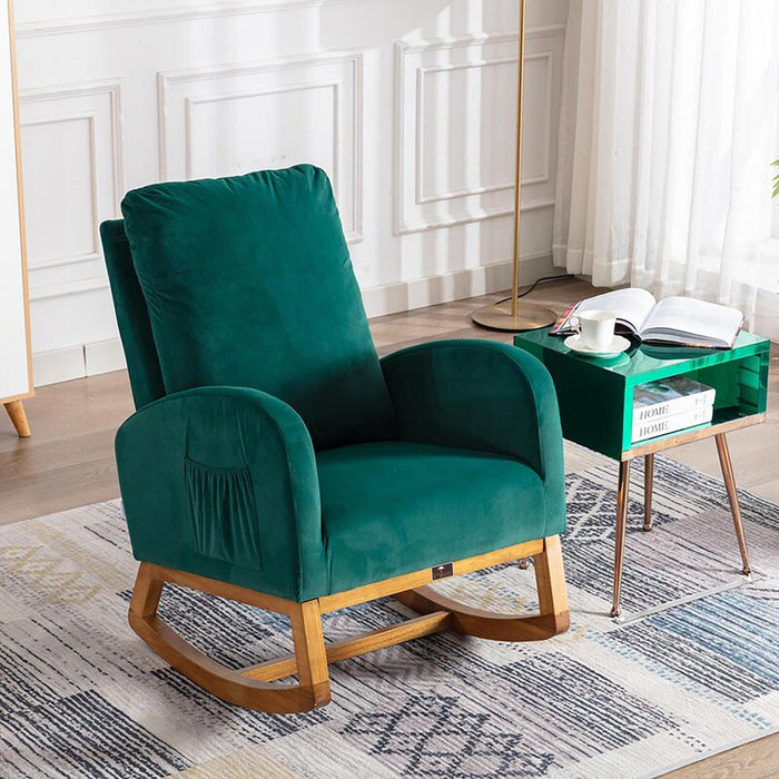 Buy Wooden Glider Rocking Chair (Green) Online at woodentwist — WoodenTwist