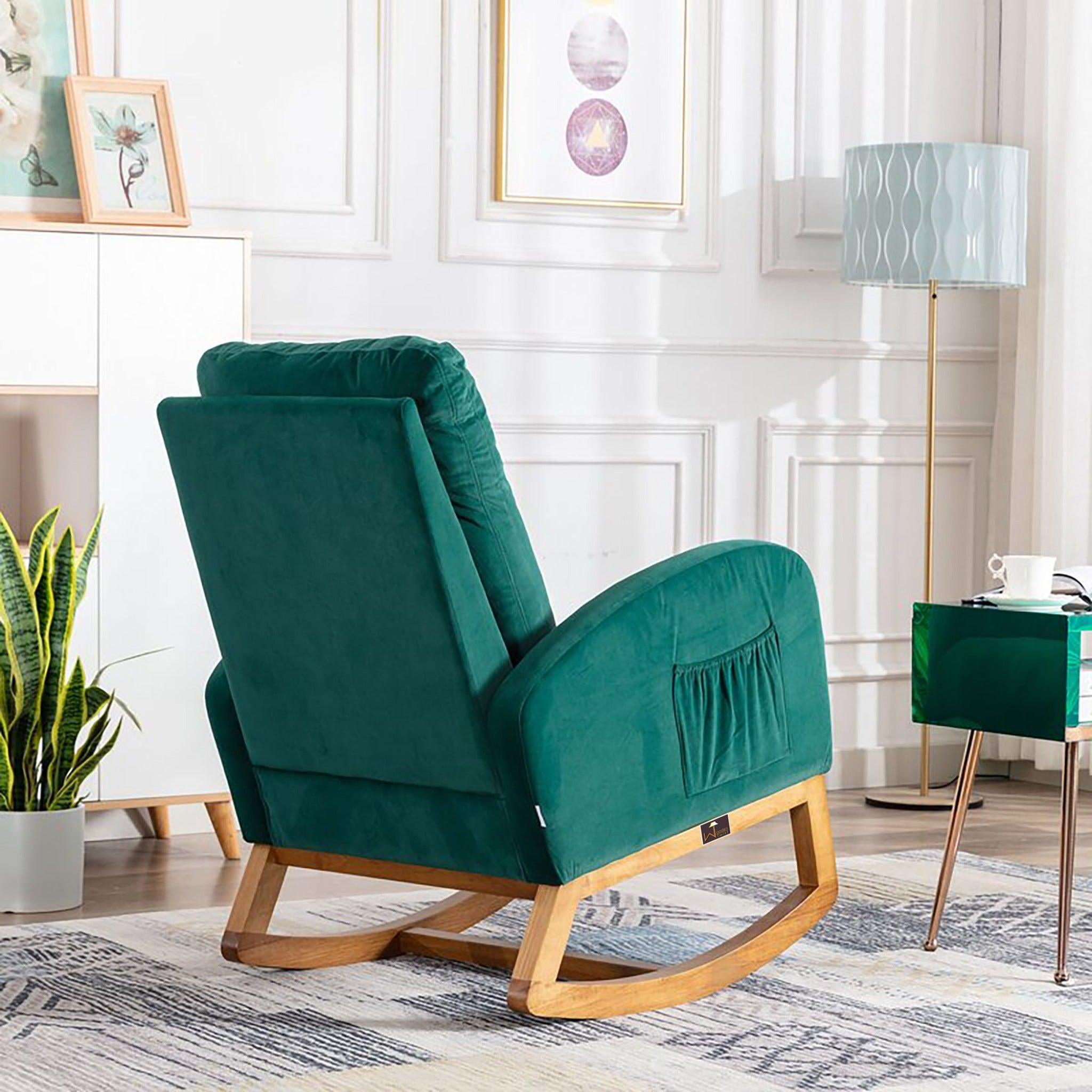 Wooden Glider Rocking Chair (Green) - WoodenTwist