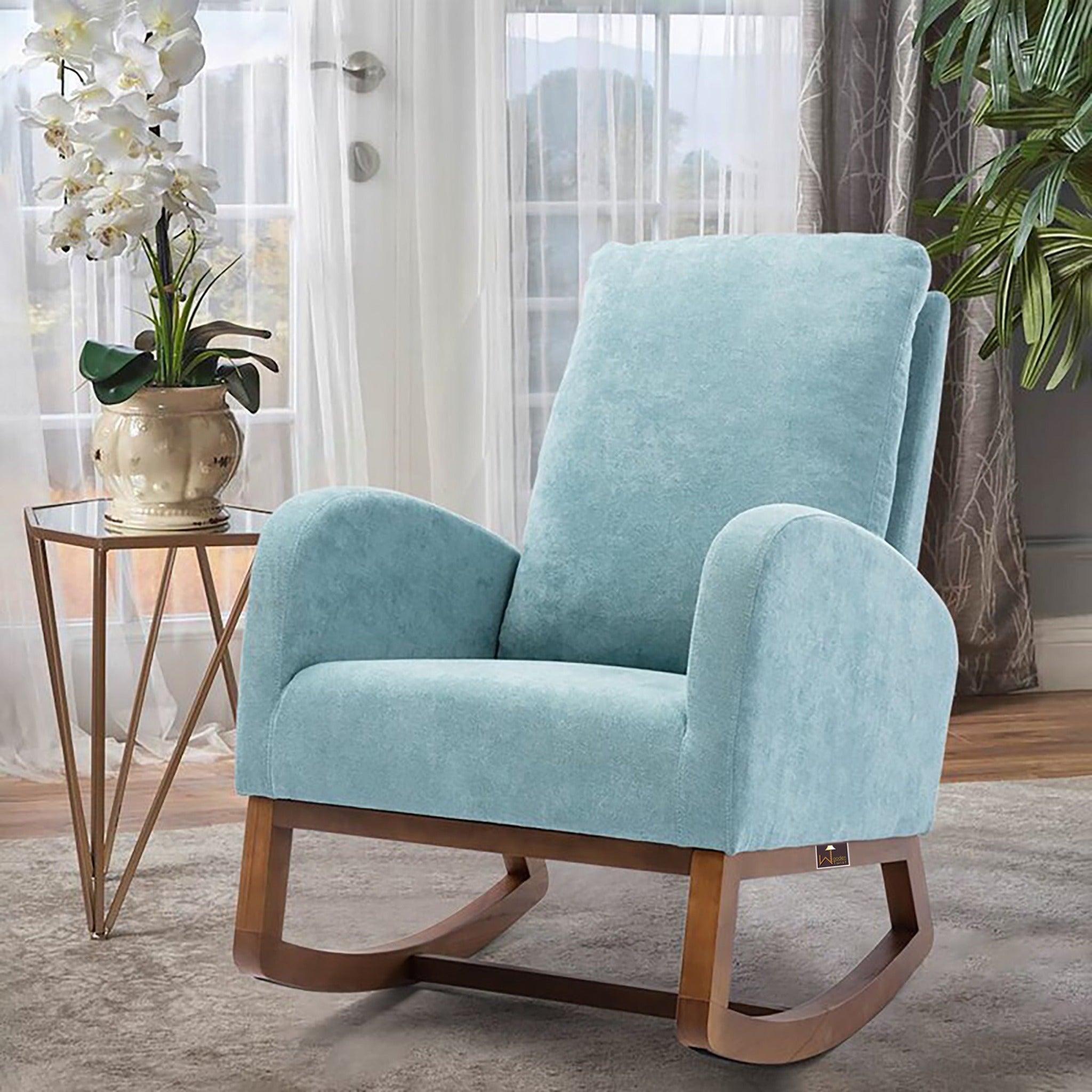 Wooden Glider Rocking Chair (Blue) - WoodenTwist