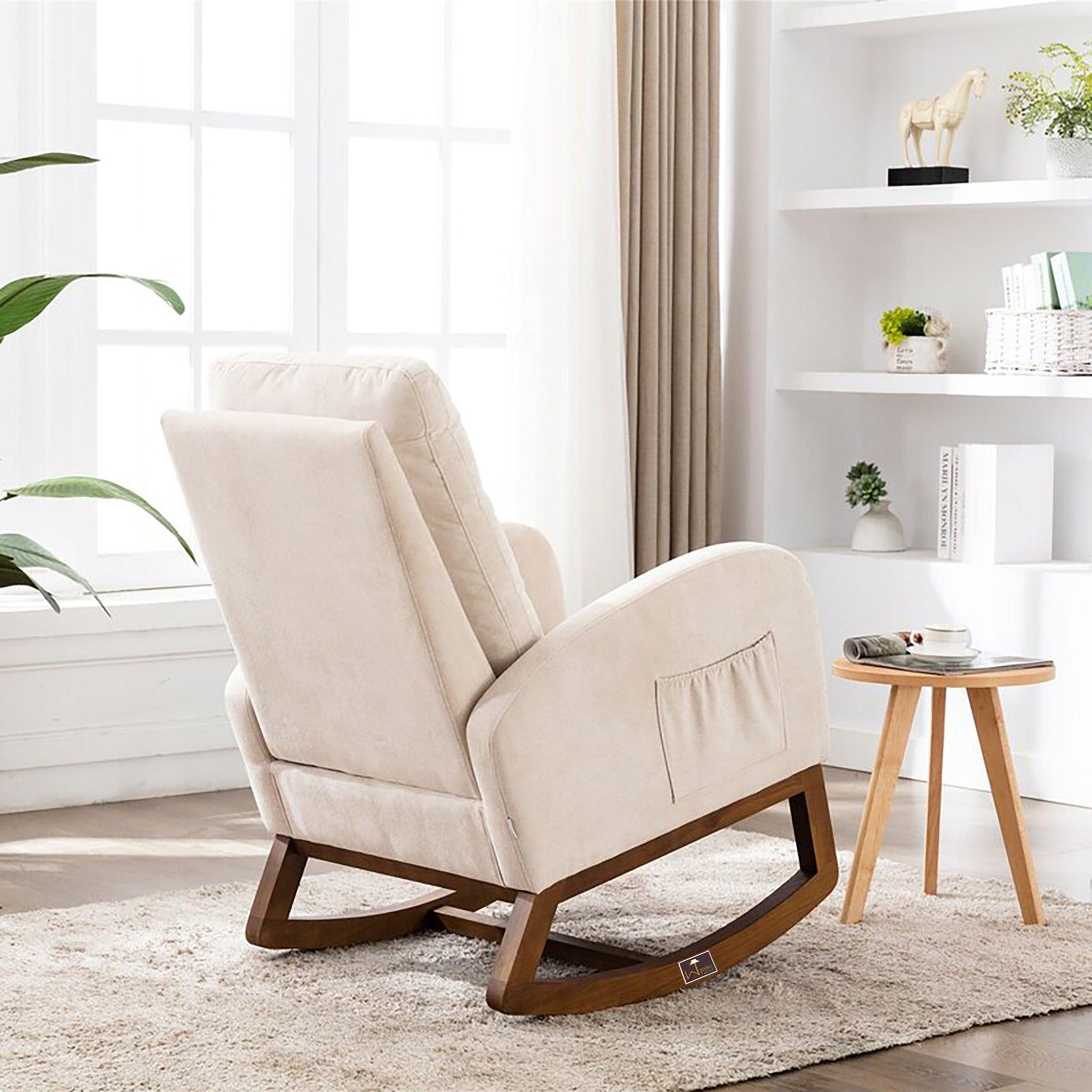 Buy Wooden Glider Rocking Chair Beige Online at woodentwist