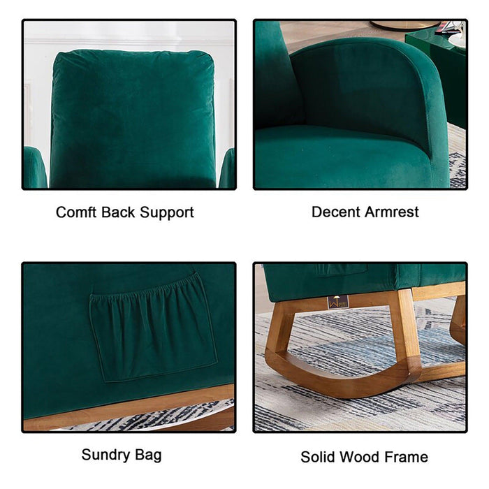 Buy Wooden Glider Rocking Chair (Green) Online at woodentwist — WoodenTwist