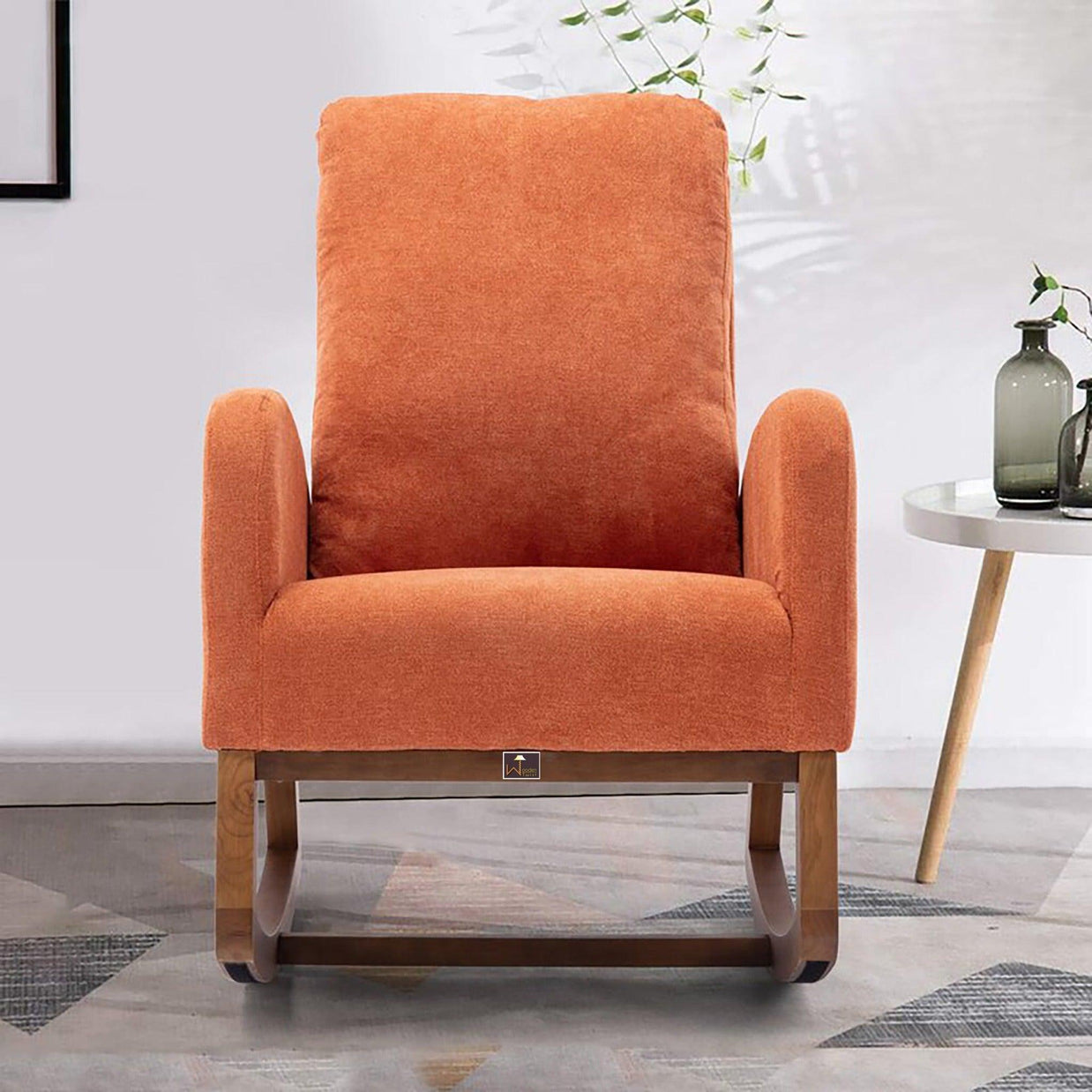 Wooden Glider Rocking Chair (Orange) - WoodenTwist