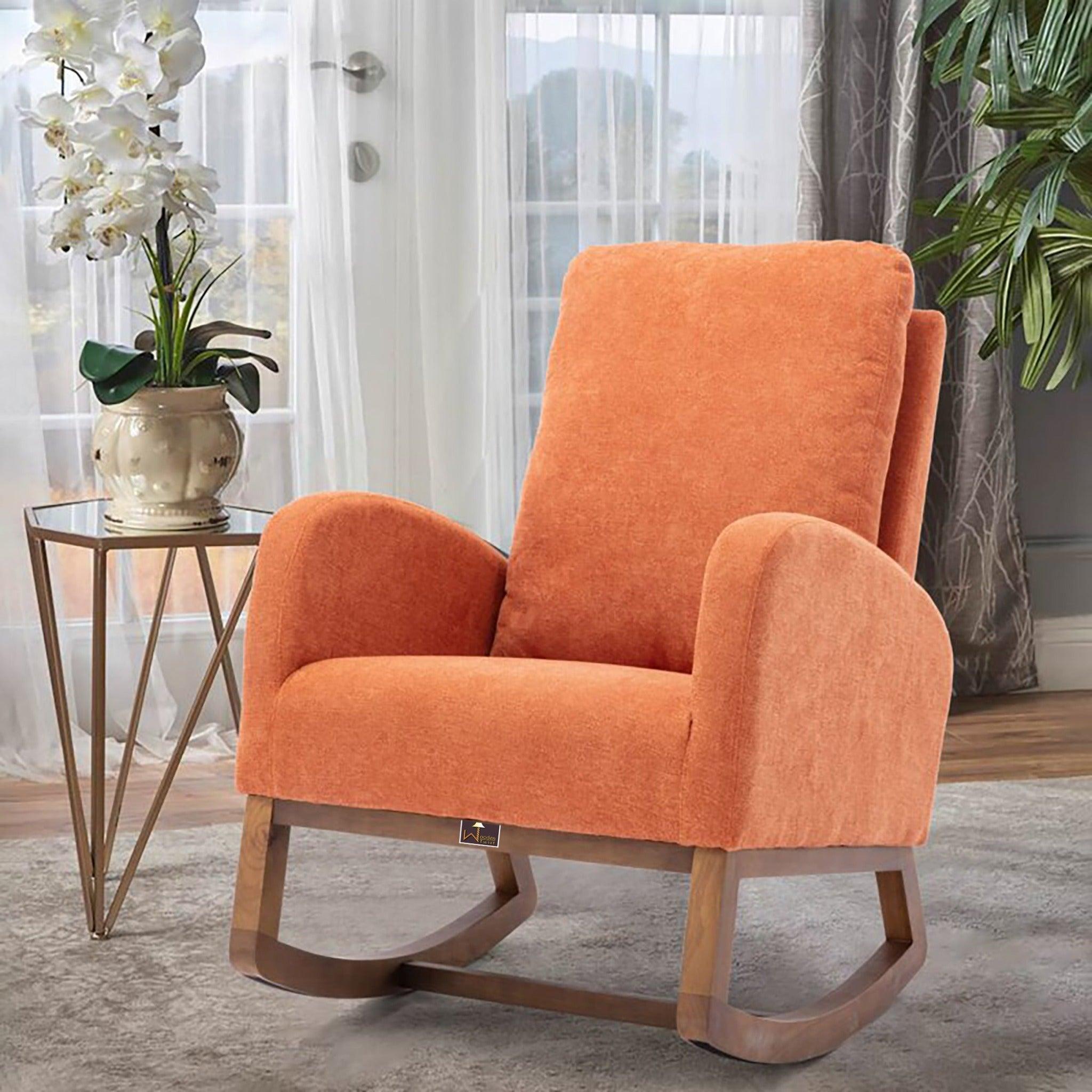 Wooden Glider Rocking Chair (Orange) - WoodenTwist