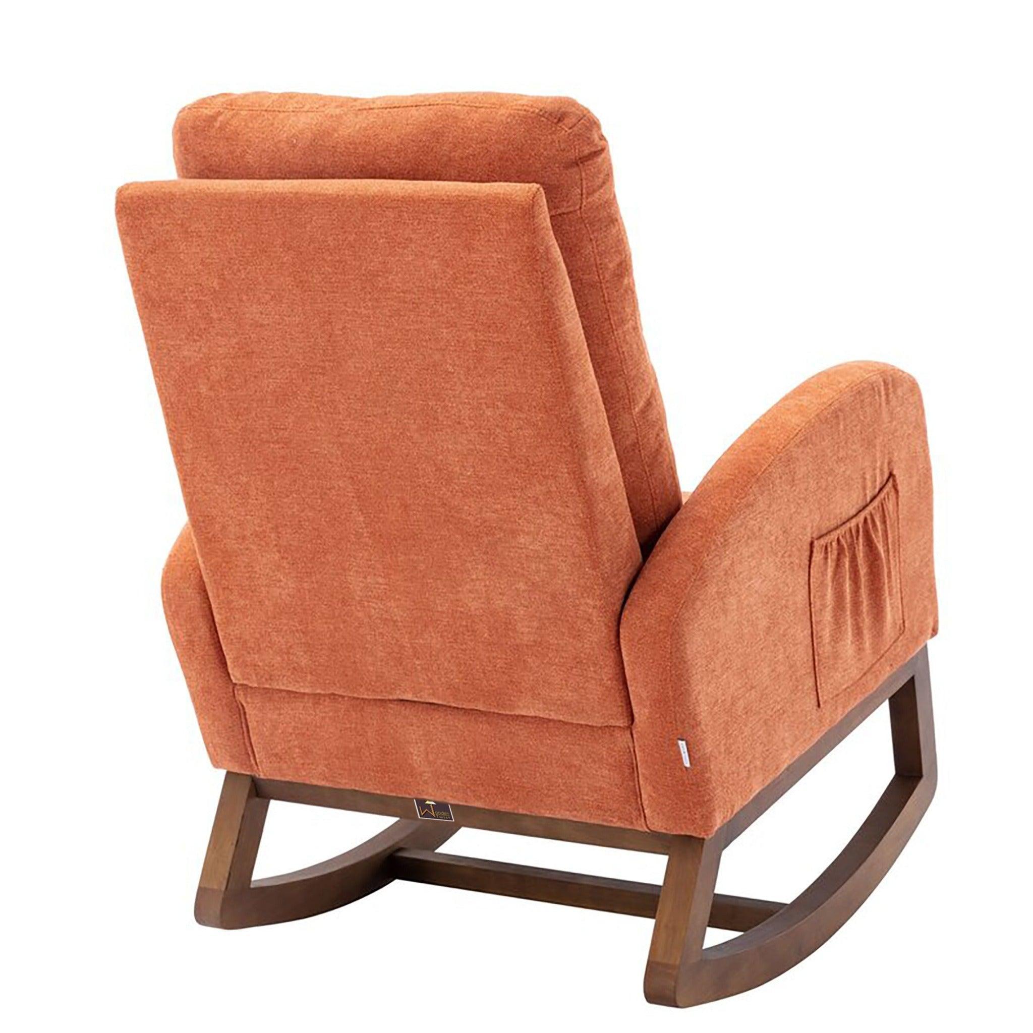Wooden Glider Rocking Chair (Orange) - WoodenTwist