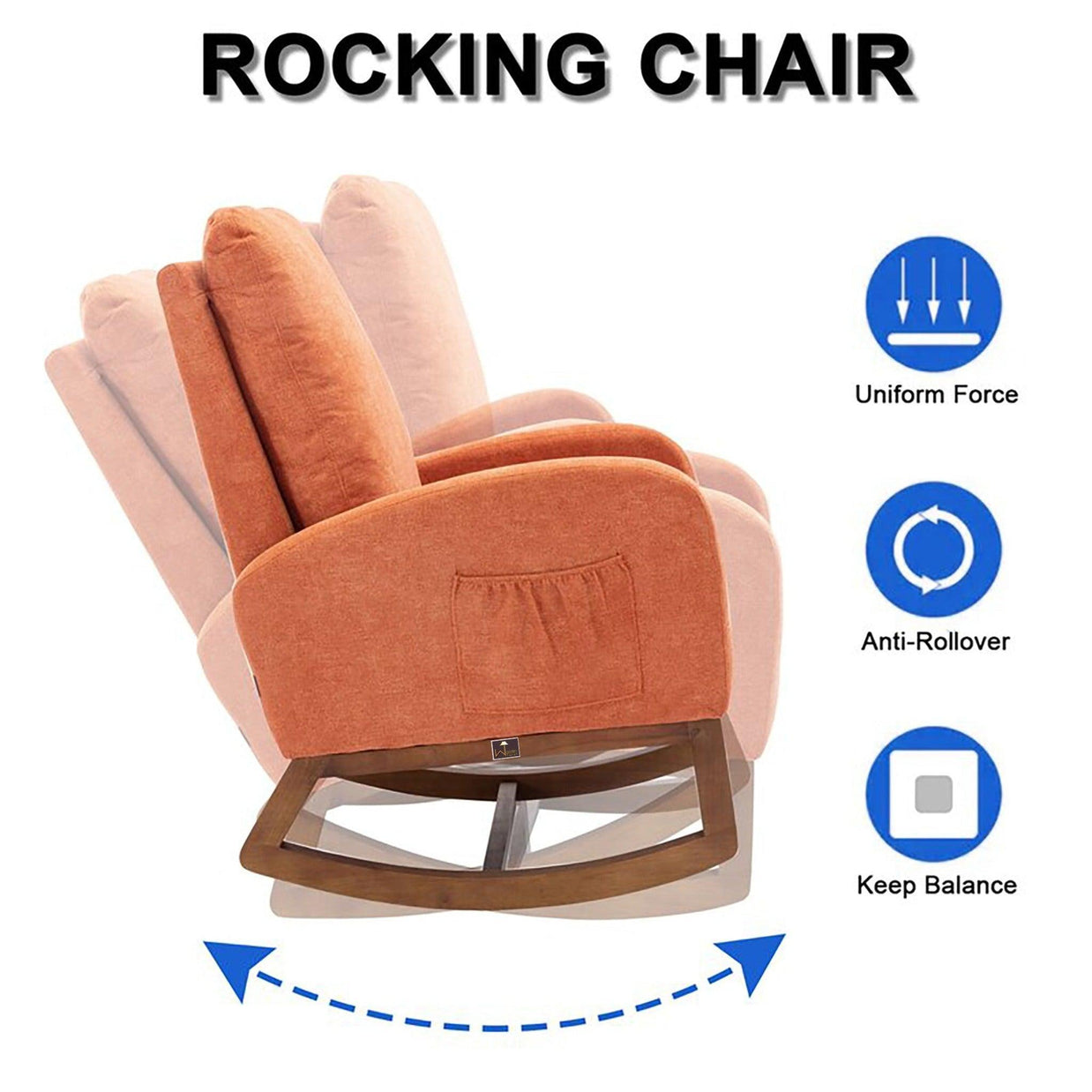 Wooden Glider Rocking Chair (Orange) - WoodenTwist