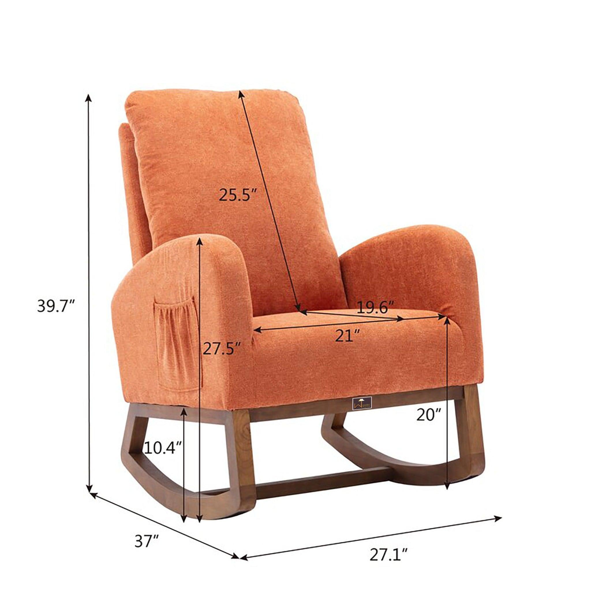 Wooden Glider Rocking Chair (Orange) - WoodenTwist