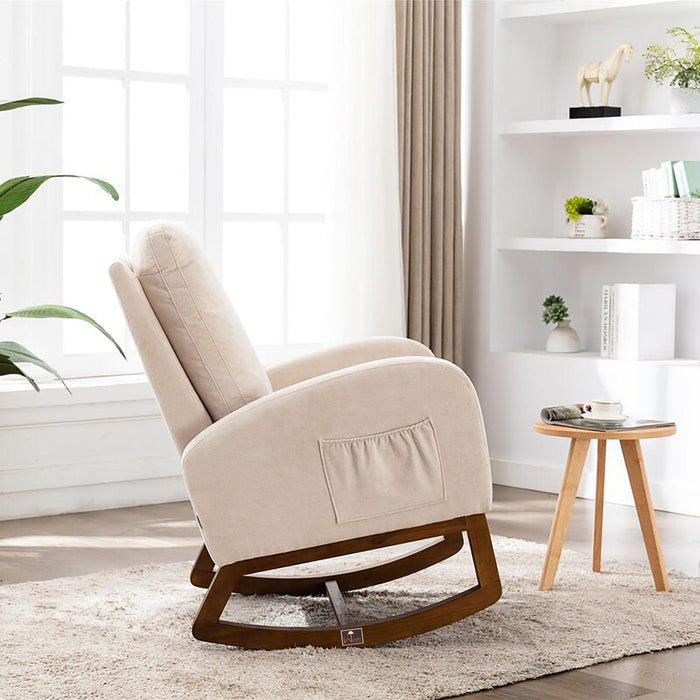 Wooden Glider Rocking Chair (Beige) - WoodenTwist