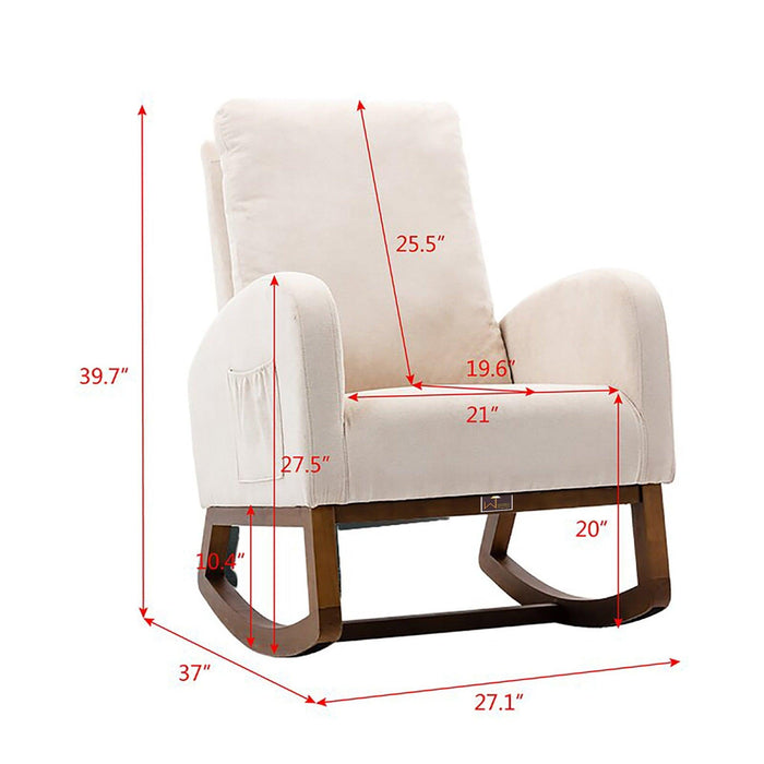 Wooden Glider Rocking Chair (Beige) - WoodenTwist